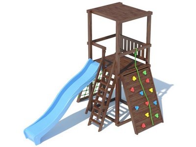 Детский игровой комплекс А1 модель 1 с плоской деревянной крышей