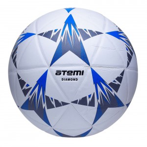 Мяч футбольный Atemi DIAMOND PVC бел/чёрн/син., р.5 , 420 г., ламинированный , окруж 68-71